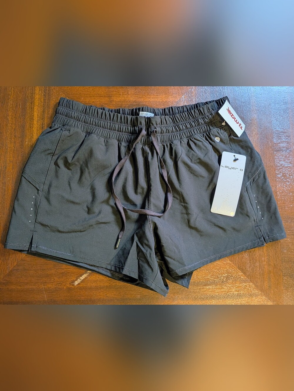 Layer 8 Black Running Shorts Women's Medium Pockets Drawstring Quick Dry NWT